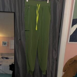 Figs Green Joggers with Yellow Drawstring